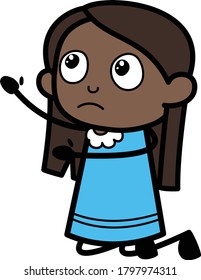 Caricatura Niña Negra Mendigar Personaje Diseño Ilustración