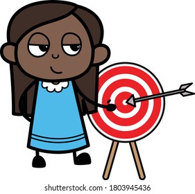 Cartoon Black Girl showing dart-board goal