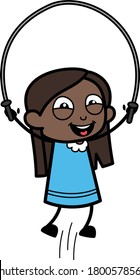 Cartoon Black Girl Skipping Rope Character Design Illustration