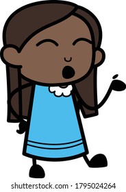 Cartoon Black Girl Speaking Character Design Illustration