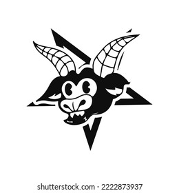 cartoon black goat head vector