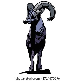 Cartoon black Goat sheep Animal Clipart Template Icon