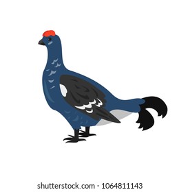 Cartoon black grouse icon on white background. Vector illustration.