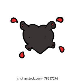 cartoon black heart pumping