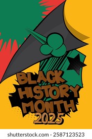 Cartoon Black History Month 2025, comic book Celebration Poster. Retro vector comics pop art design.