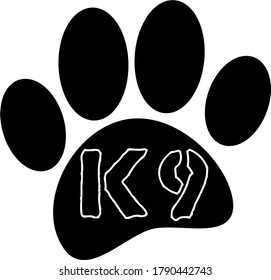 Cartoon Black K9 Dog Paw Print.