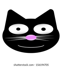 Cartoon black kitty. Illustration for design on white background.
