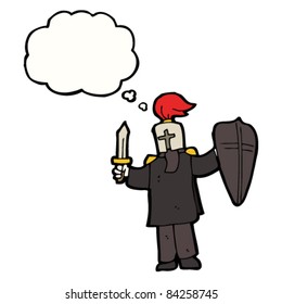 Karikatur-Schwarzer Ritter mit Gedankenblase