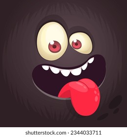 Cartoon black monster face. Vector illustration