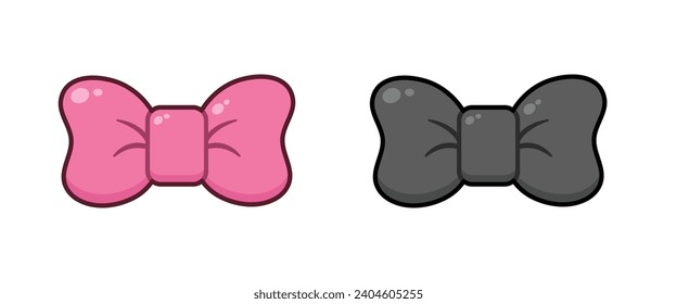 Cartoon Black and Pink bow tie isolated, Bow tie Icon. Vector illustration.