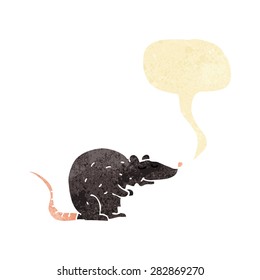 cartoon black rat with speech bubble