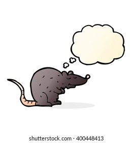 cartoon black rat with thought bubble