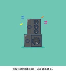 Cartoon Black Set Sound System Speaker Music