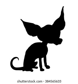 cartoon black silhouette of a Chihuahua dog