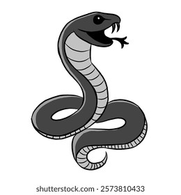 cartoon black snake isolated on white background. reptile animals