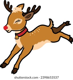 cartoon black stroke style of Rudolph for  for christmas celebrations and decorations 