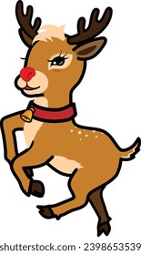 cartoon black stroke style of Rudolph for  for christmas celebrations and decorations 