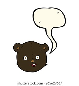 cartoon black teddy bear head with speech bubble