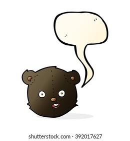 Karikatur auf schwarzem Teddybär Kopf mit Sprachblase