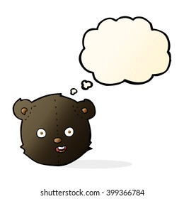 caricatura de osito de peluche negro cabeza con burbuja de pensamiento