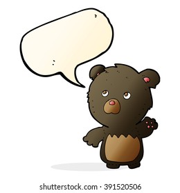 Teddybär mit Karikatur und Sprechblase