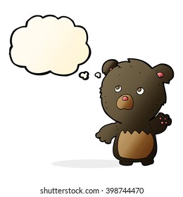 cartoon black teddy bear with thought bubble