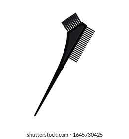 Cartoon black two side hair dye brush. Beauty salon tool. Hairdresser equipment vector illustration for icon, stamp, label, certificate, brochure, leaflet, poster, coupon or banner decoration