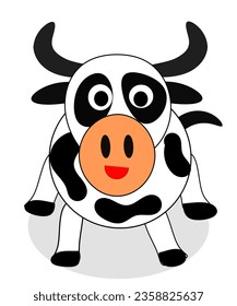 Cartoon black and white Cow vector ilustration adorable,cute