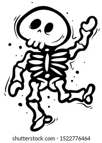 Cartoon Black White Funny Skeleton Isolated Stock Vector (Royalty Free ...