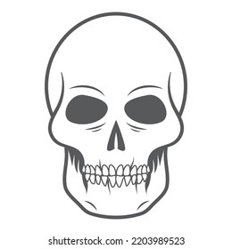 Cartoon black and white Skull Vector Illustration