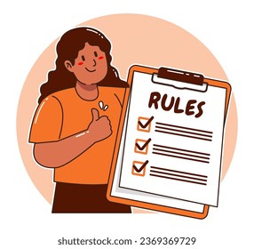 Cartoon black woman explaining the rules