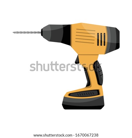 Cartoon black & yellow drill . Vector illustration