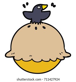 Cartoon Blackbird In A Pie