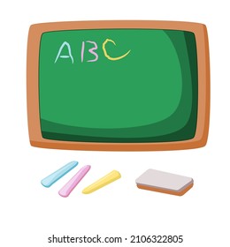tiza de pizarra de dibujos animados de vuelta al vector escolar