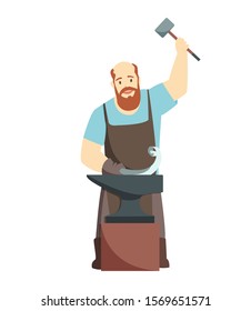 Cartoon blacksmith worker, isolated on white background. Colorful cartoon icon.