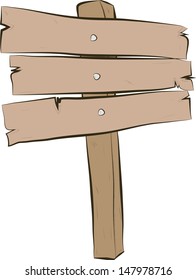 Cartoon blank signpost isolated on white 