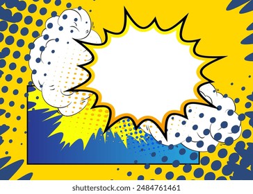 Cartoon blank speech bubble, comic book classic background. Retro vector comics pop art design.