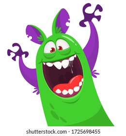 Cartoon blob monster. Halloween vector illustration of excited monster
