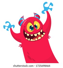 Cartoon Blob Monster. Halloween Vector Illustration Of Excited Monster