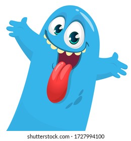 Cartoon blob monster. Halloween vector illustration of excited monster