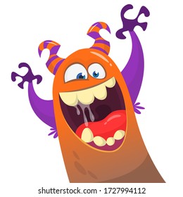 Cartoon blob monster. Halloween vector illustration of excited monster