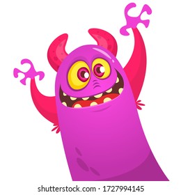 Cartoon blob monster. Halloween vector illustration of excited monster