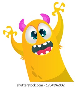 Cartoon blob monster. Halloween vector illustration of excited monster