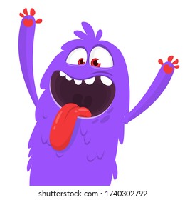 Cartoon blob monster. Halloween vector illustration of excited monster