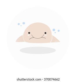 cartoon blobfish on white background