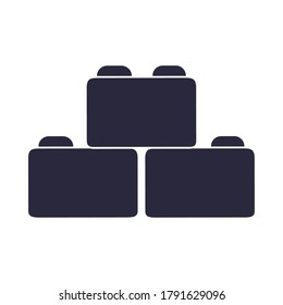 cartoon blocks figure toy object for small children to play, silhouette style icon vector illustration