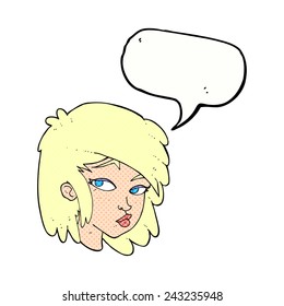 cartoon blond girl with speech bubble