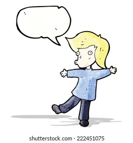 cartoon blond person balancing