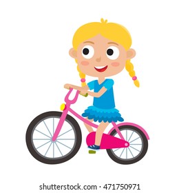 Cartoon blonde girl riding a bike