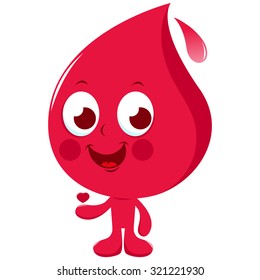 Cartoon Blood Drop Character. Vector Illustration